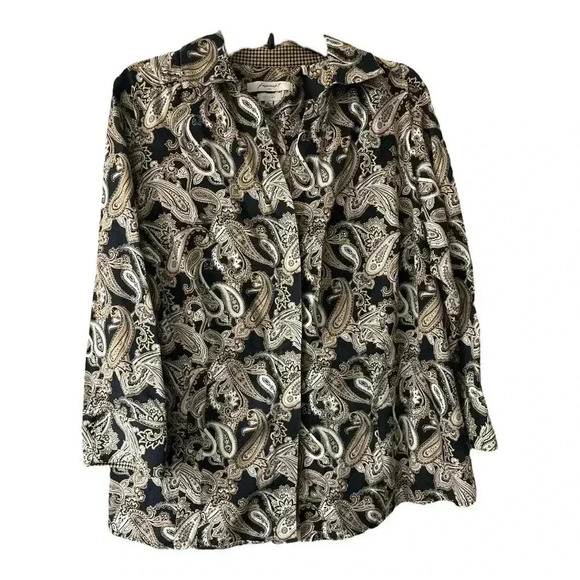 Foxcroft Tops - Foxcorft wrinkle free Paisley Print Button-Up Blouse Women Size14W